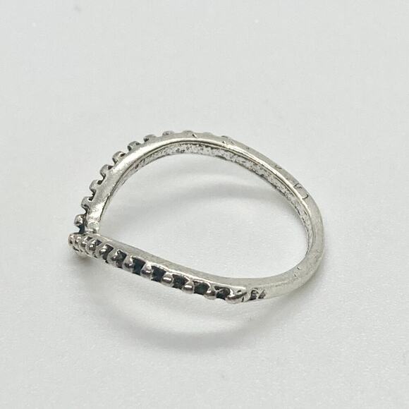 Size 6 Silver Tone Beaded Chevron Ring - Picture 4 of 8